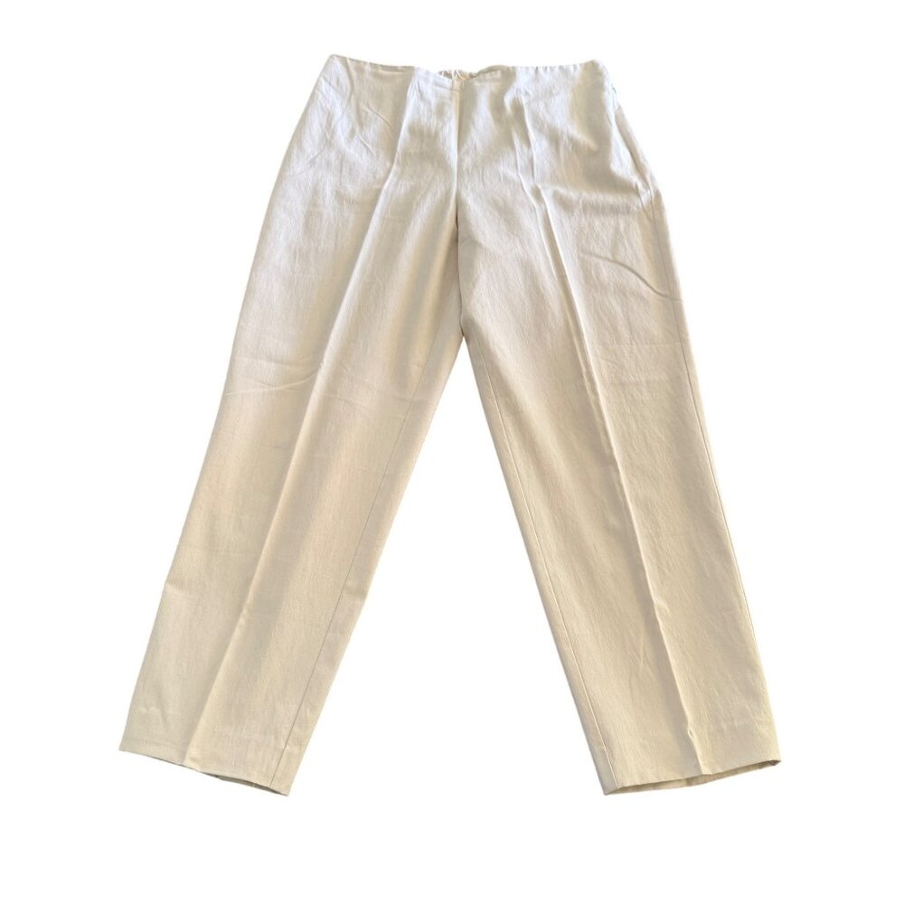 Eileen Fisher Women's Beige Silk Cotton Pants Side Zip, Size S